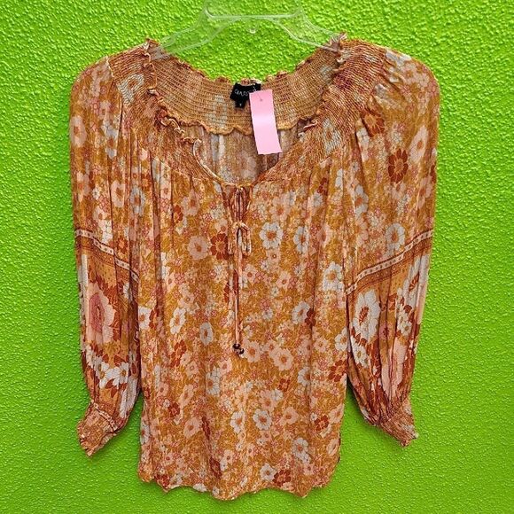 Cynthia Rowley Brown Tan Ruffled Blouse - Picture 1 of 3